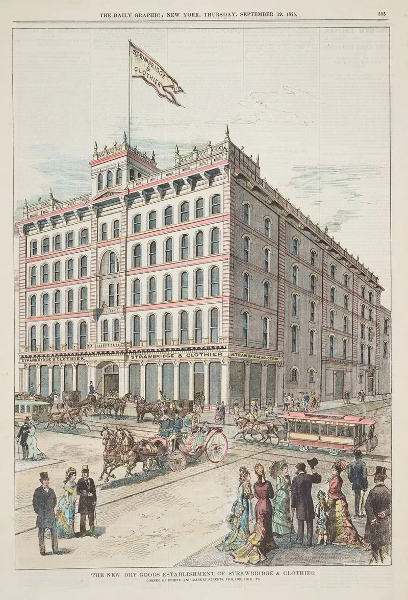 The New Dry Goods Establishment Of Strawbridge Clothier Corner Of Eighth And Market Streets Philadelphia Pa Wall Art by Graphic company - High-Resolution Digital Print