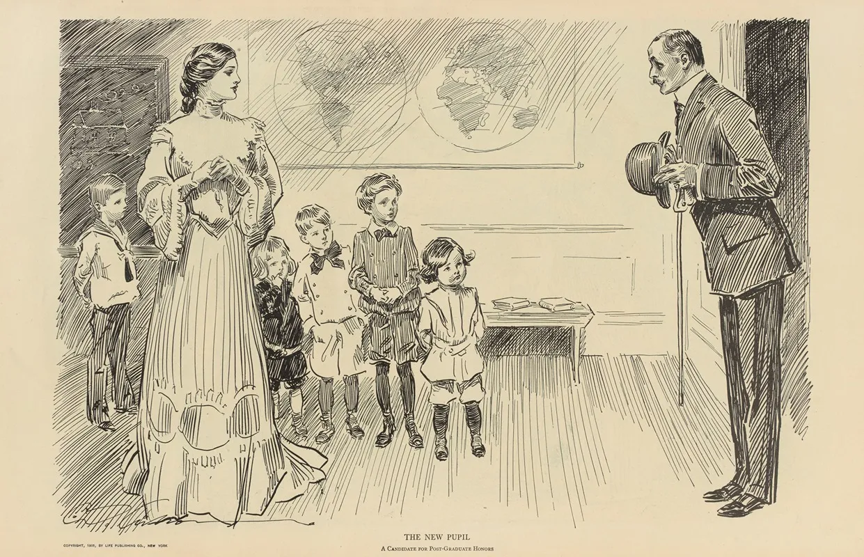 The New Pupil Wall Art by Charles Dana Gibson - High-Resolution Digital Print