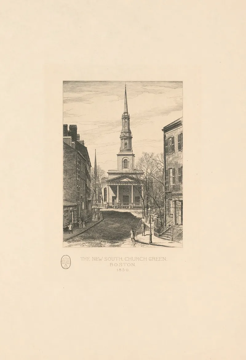 The New South Church Green Boston 1850 Wall Art by Sidney Lawton Smith - High-Resolution Digital Print