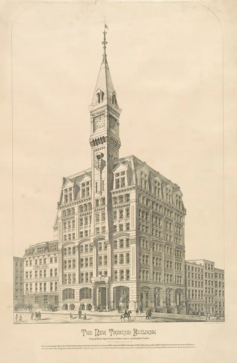 The New Tribune Building Printing House Square Nassau Chatham Spruce And Frankfort Streets