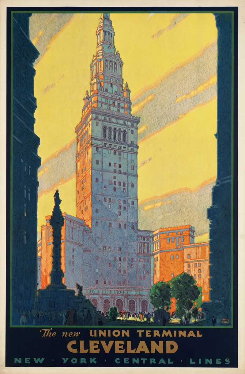 The New Union Terminal Cleveland Wall Art by Leslie Ragan - High-Resolution Digital Print