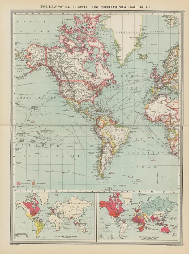 The New World Showing British Possessions And Trade Routes