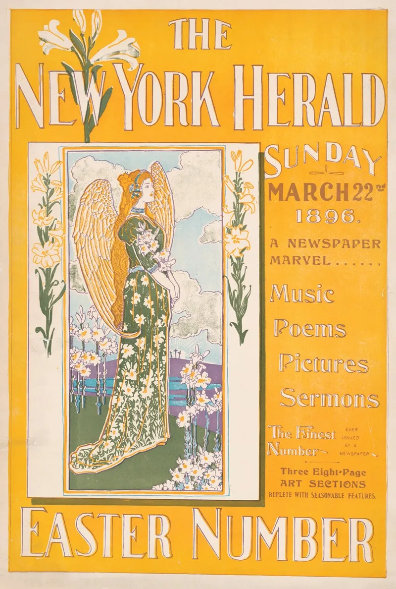 The New York Herald Sunday March 22nd 1896 A Newspaper Marvel Easter Number Wall Art by Louis Rhead - High-Resolution Digital Print