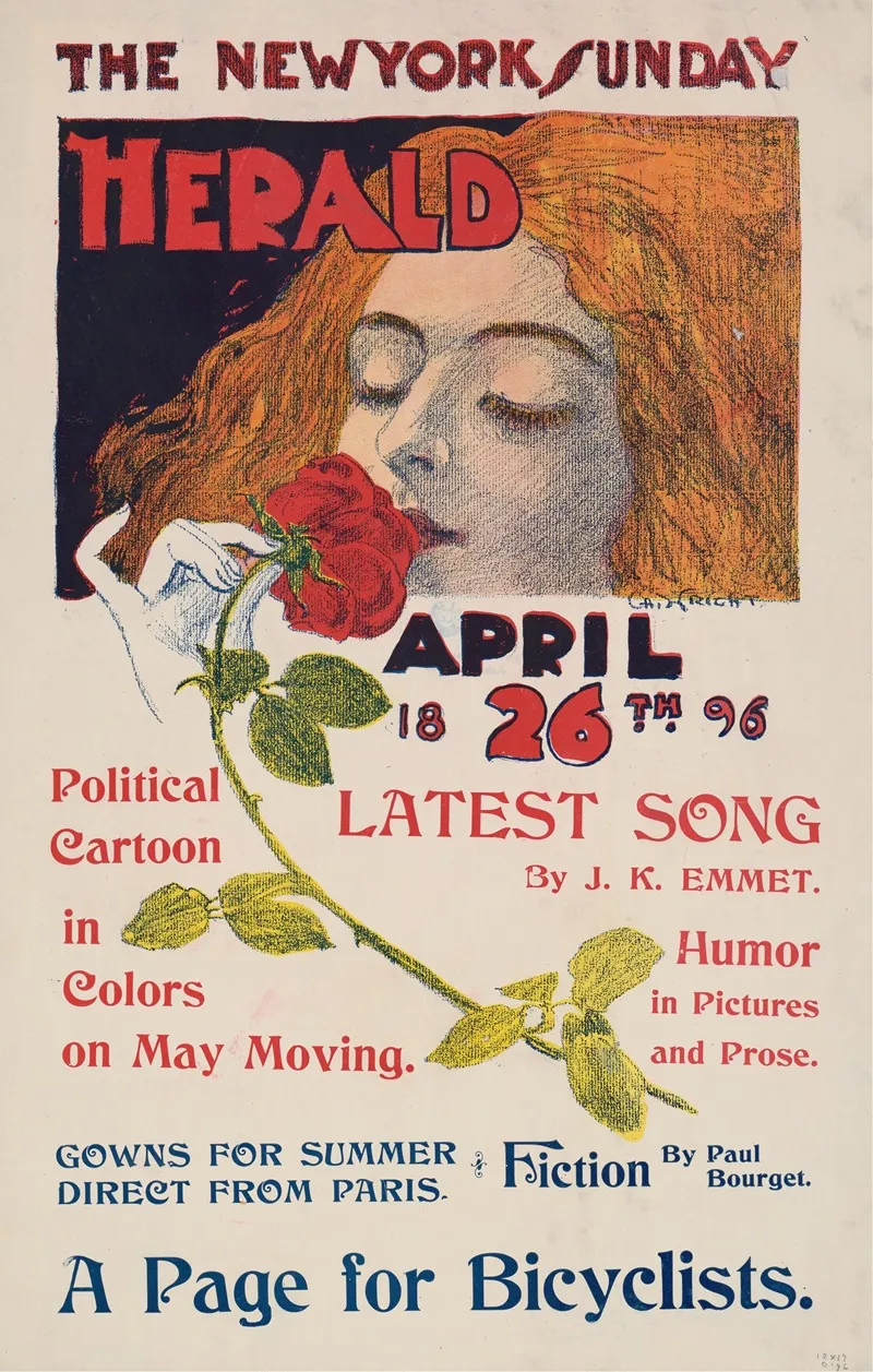 The New York Sunday Herald April 26th 1896 Wall Art by Charles Hubbard Woodbury - High-Resolution Digital Print