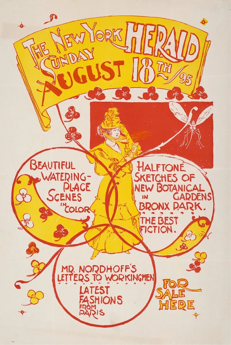 The New York Sunday Herald August 18th 1895 Wall Art by Charles Hubbard Woodbury - High-Resolution Digital Print