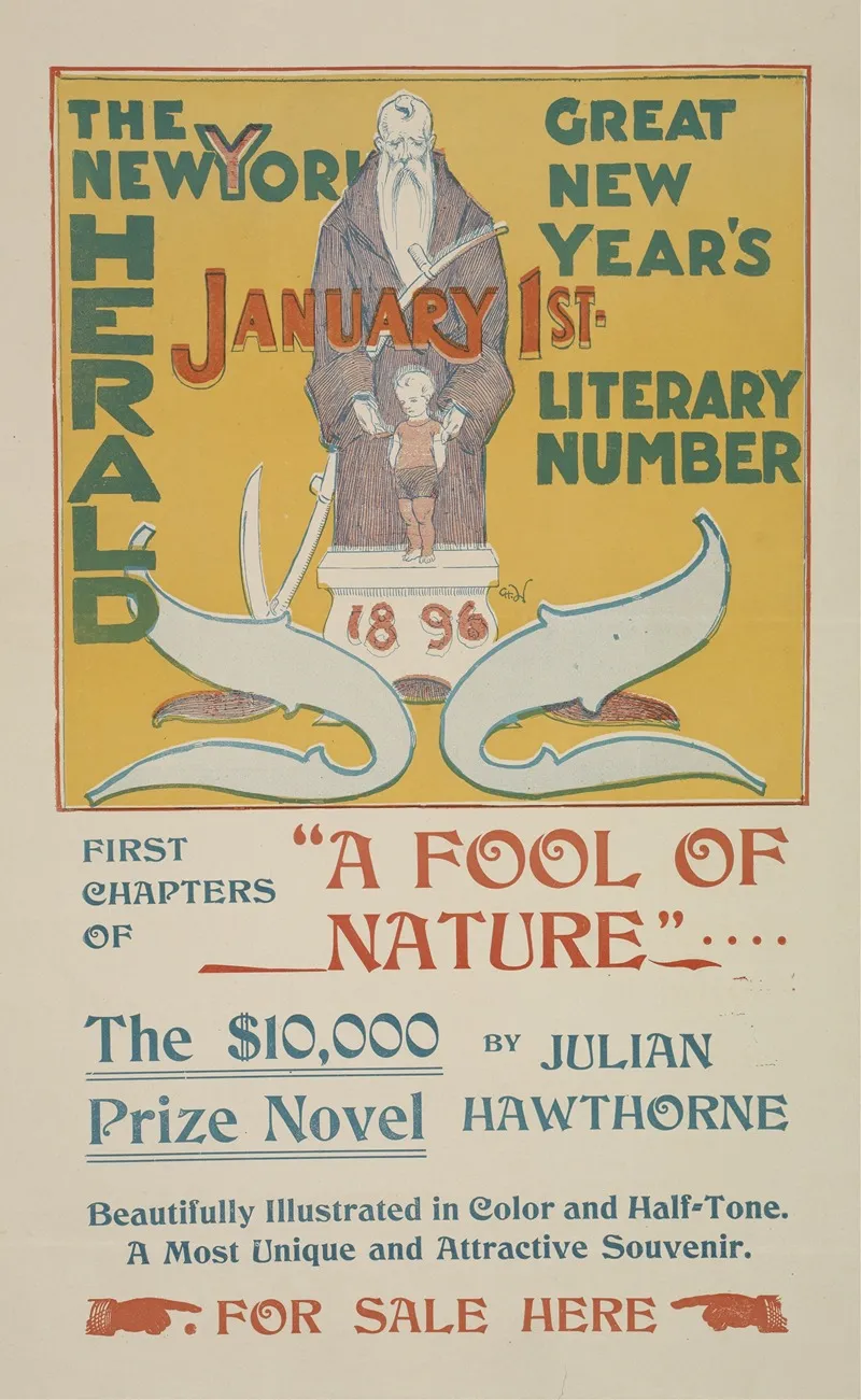 The New York Sunday Herald January 1st 1896 Wall Art by Charles Hubbard Woodbury - High-Resolution Digital Print