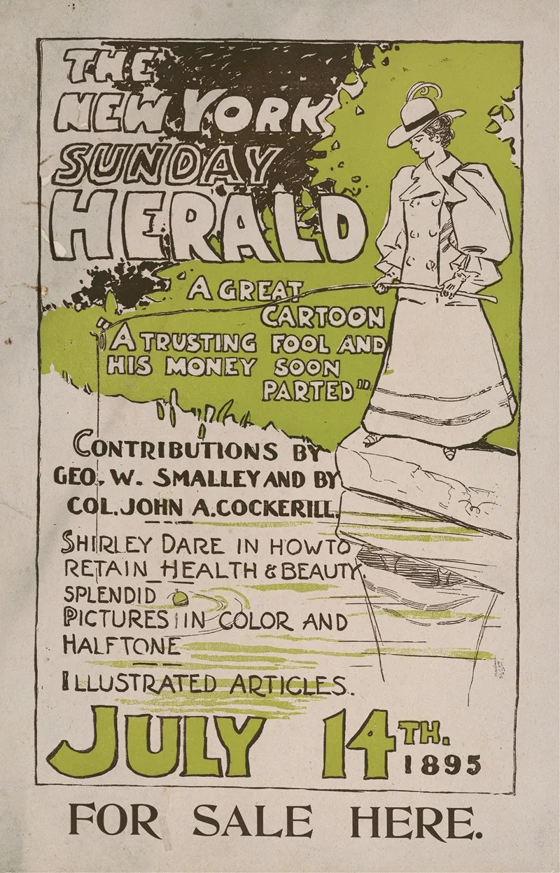 The New York Sunday Herald July 14th 1895 Wall Art by Charles Hubbard Woodbury - High-Resolution Digital Print
