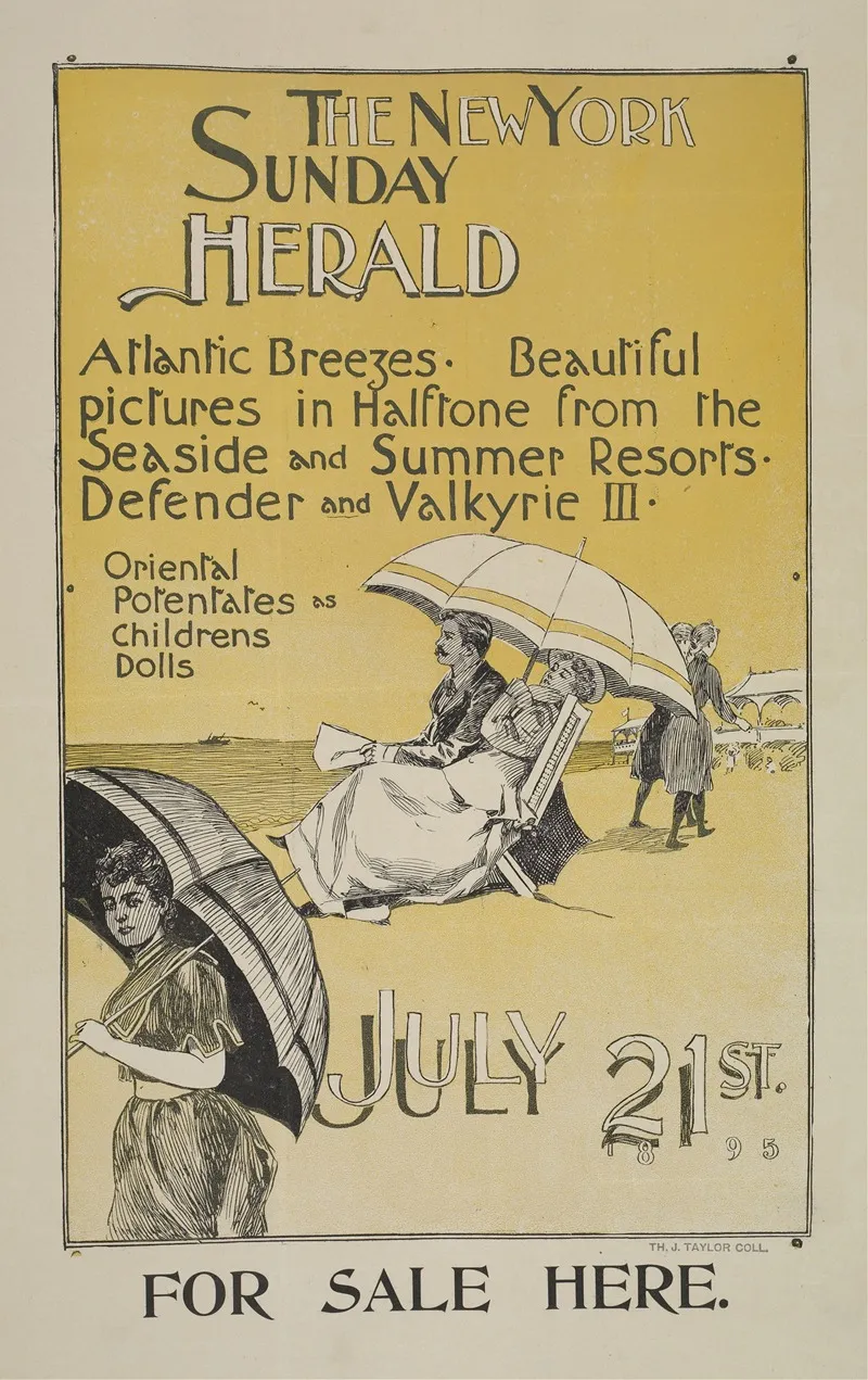 The New York Sunday Herald July 21st 1895 Wall Art by Anonymous - High-Resolution Digital Print