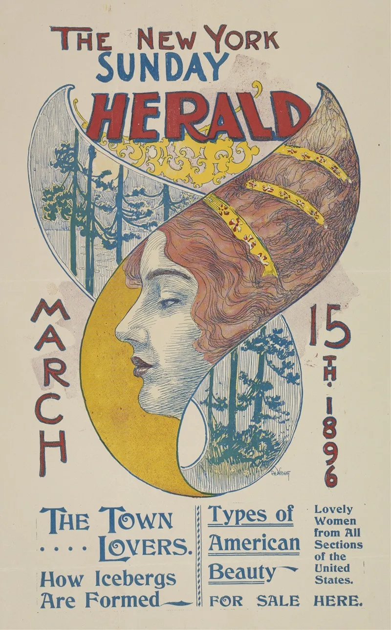 The New York Sunday Herald March 15th Wall Art by Charles Hubbard Woodbury - High-Resolution Digital Print