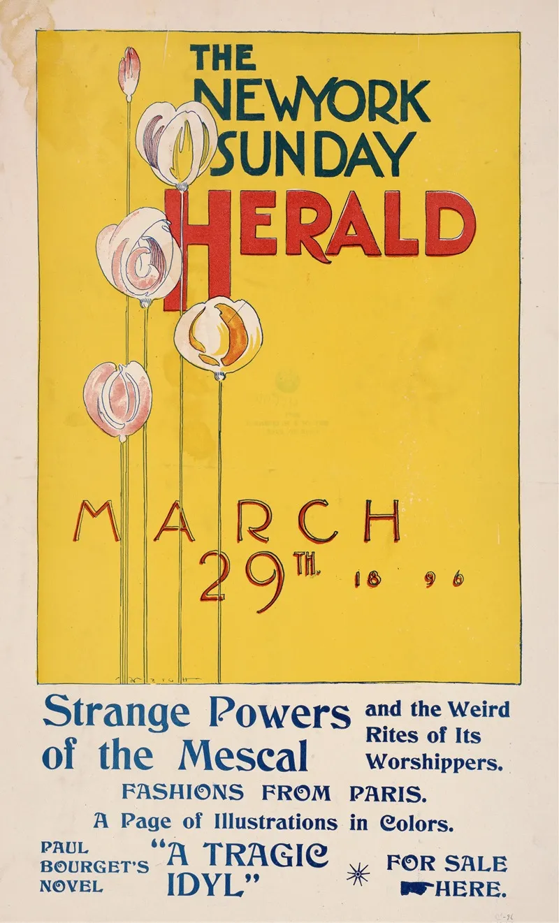 The New York Sunday Herald March 29th 1896 Wall Art by Charles Hubbard Woodbury - High-Resolution Digital Print
