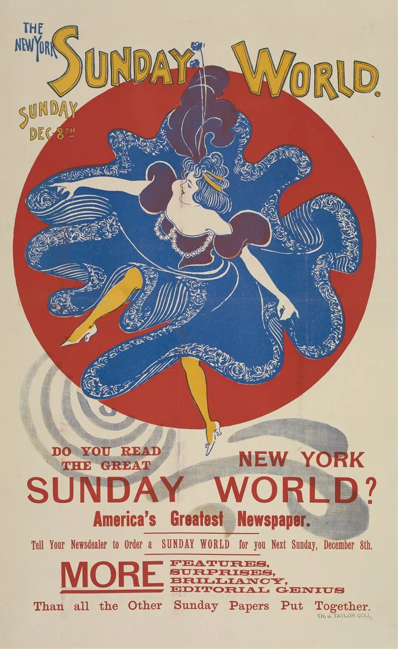 The New York Sunday World Sunday Dec 8th 1895 Wall Art by Anonymous - High-Resolution Digital Print