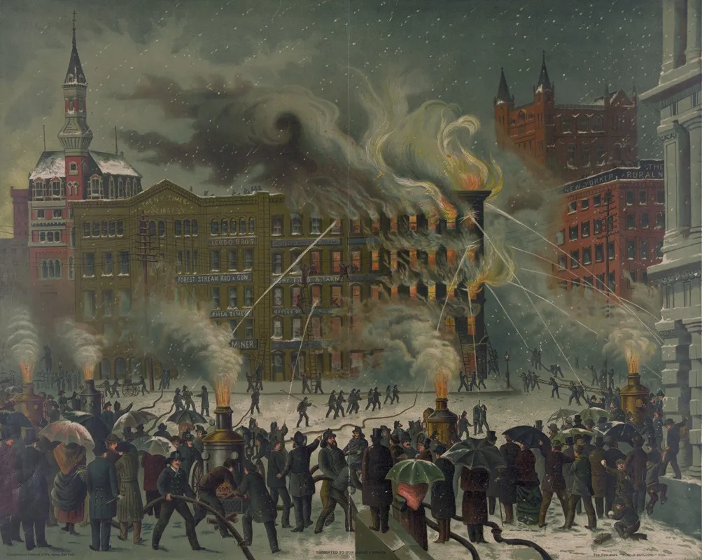 The New York World Building Fire Wall Art by William Bruns - High-Resolution Digital Print