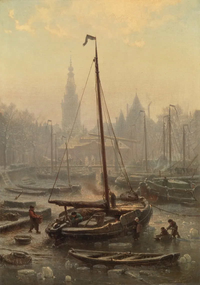The Nieuwmarkt In Foggy Weather Wall Art by Johan Conrad Greive - High-Resolution Digital Print