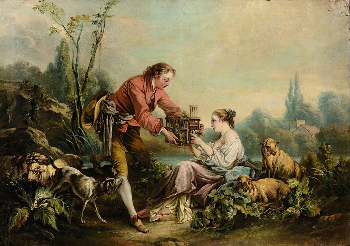 The Obliging Shepherd Wall Art by Follower Of François Boucher - High-Resolution Digital Print
