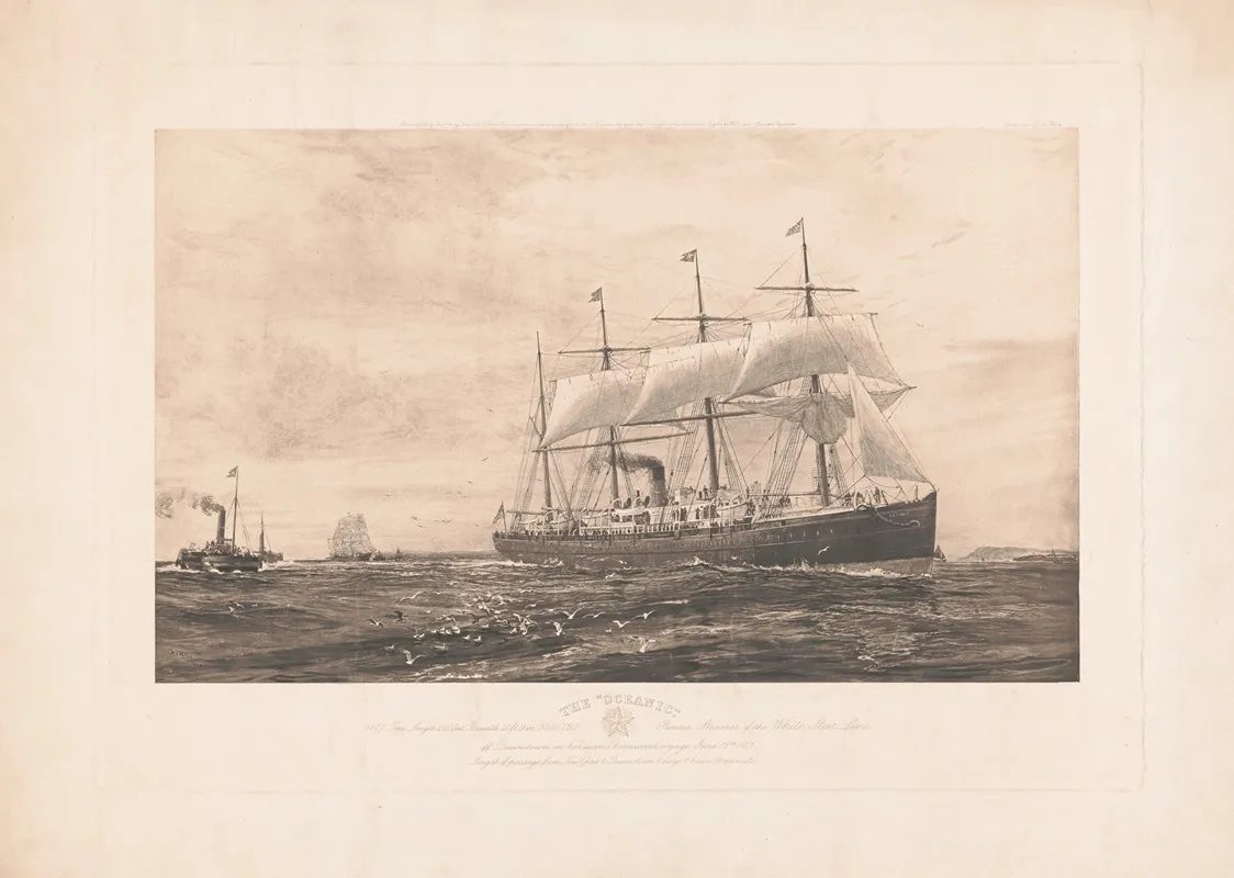 The Oceanic Pioneer Steamer Of The White Star Line 2 Wall Art by Messrs. Ismay, Jirnrie & Co. - High-Resolution Digital Print