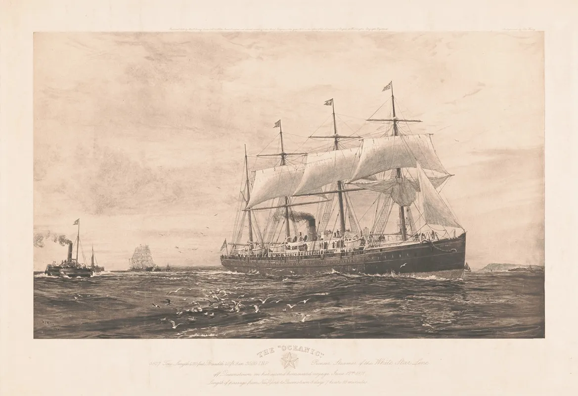 The Oceanic Pioneer Steamer Of The White Star Line Wall Art by William Lionel Wyllie - High-Resolution Digital Print