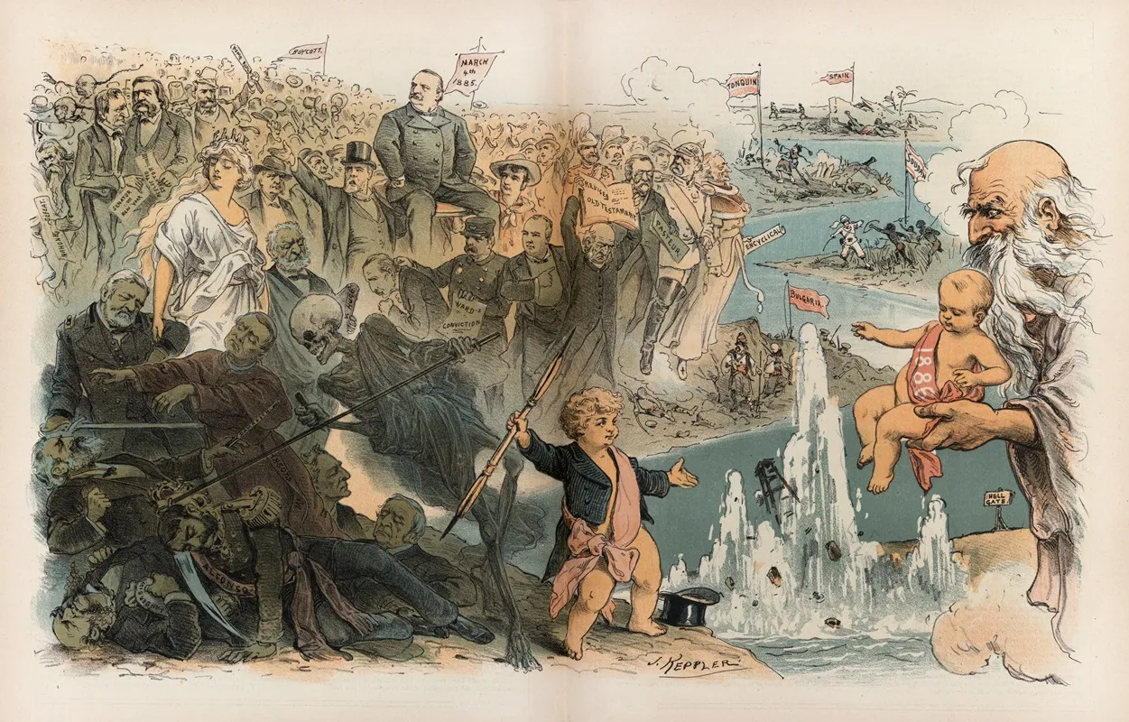 The Old And The New Year Wall Art by Joseph Ferdinand Keppler - High-Resolution Digital Print