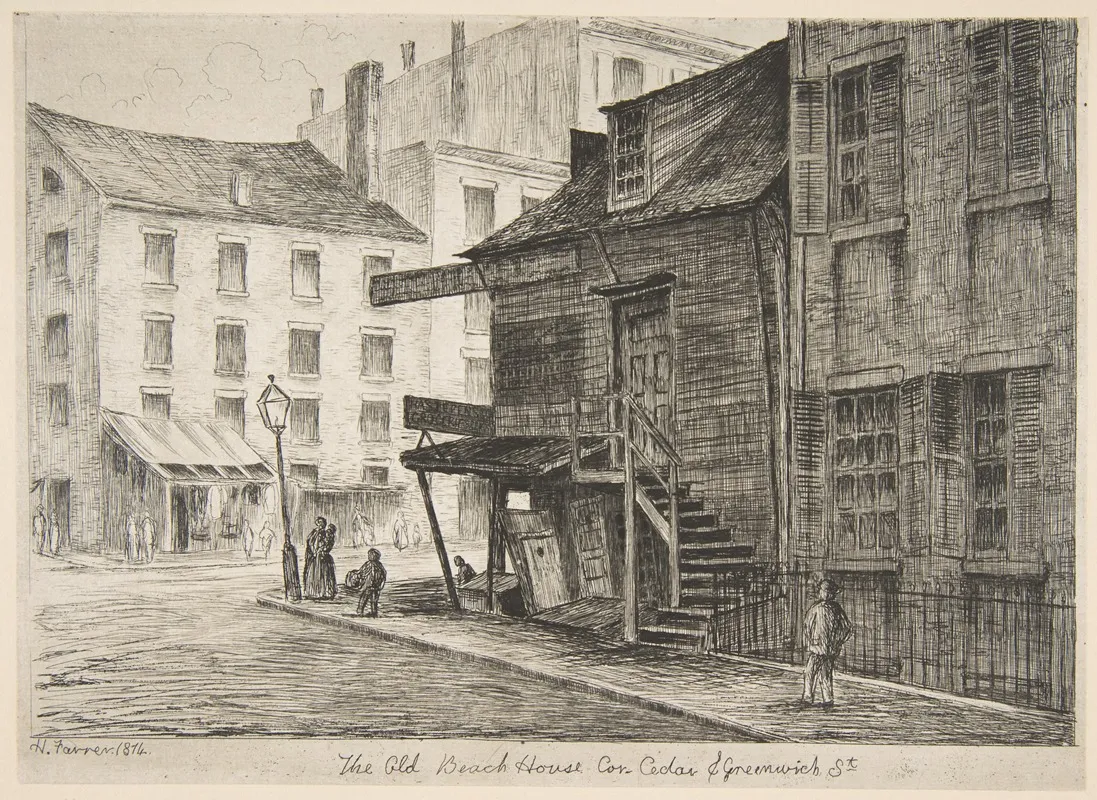 The Old Beach House Corner Of Cedar And Greenwich Streets From Scenes Of Old New York