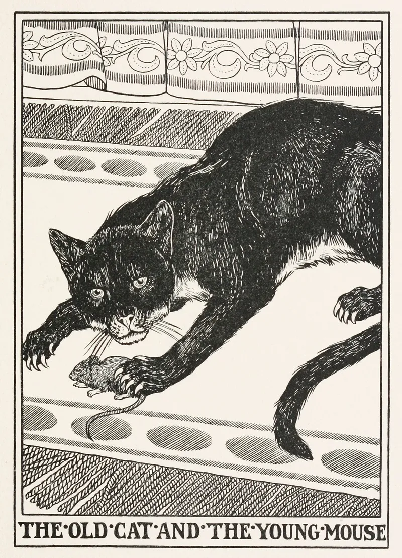 The Old Cat And The Young Mouse Wall Art by Percy J. Billinghurst - High-Resolution Digital Print