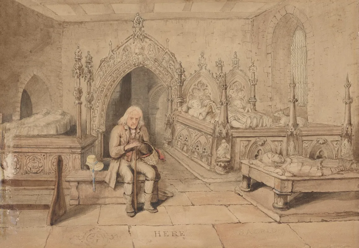 The Old Curiosity Shop The Old Man In The Church Wall Art by George Cattermole - High-Resolution Digital Print