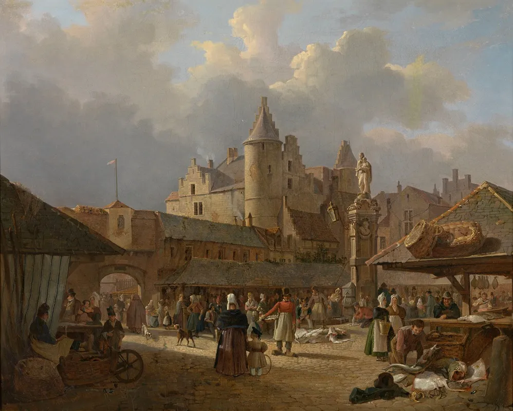 The Old Fish Market In Antwerp Wall Art by François Antoine Bossuet - High-Resolution Digital Print