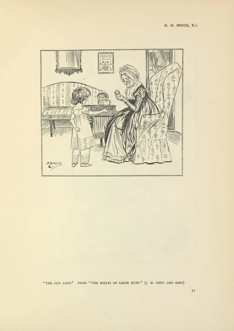 The Old Lady The Essays Of Leigh Hunt Wall Art by Henry Matthew Brock - High-Resolution Digital Print
