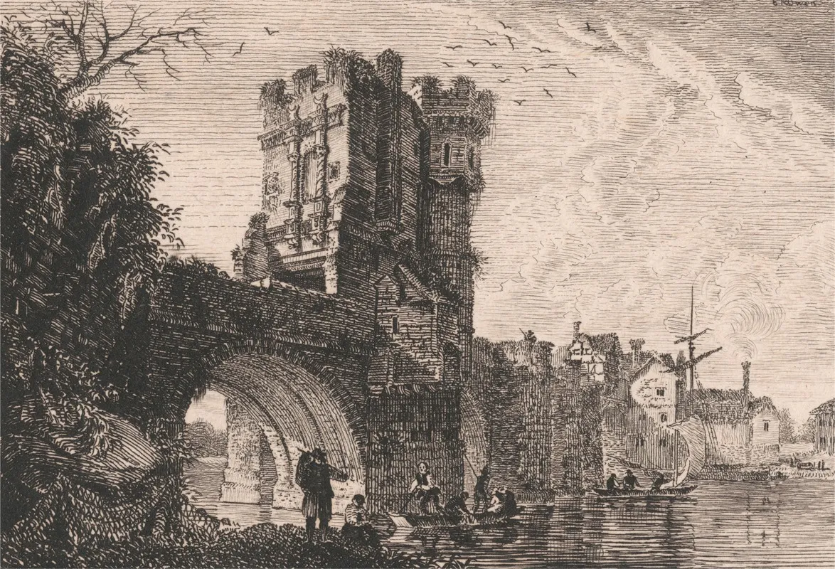 The Old Welsh Bridge At Shrewsbury Wall Art by Edward Pryce Owen - High-Resolution Digital Print