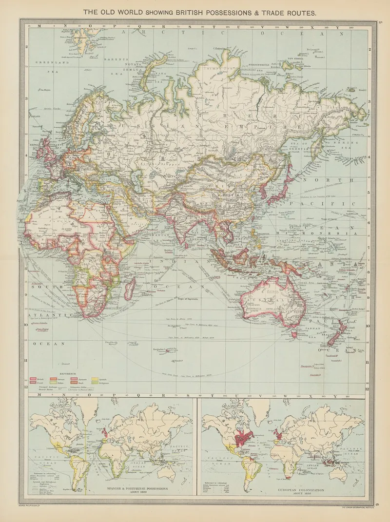 The Old World Showing British Possessions And Trade Routes