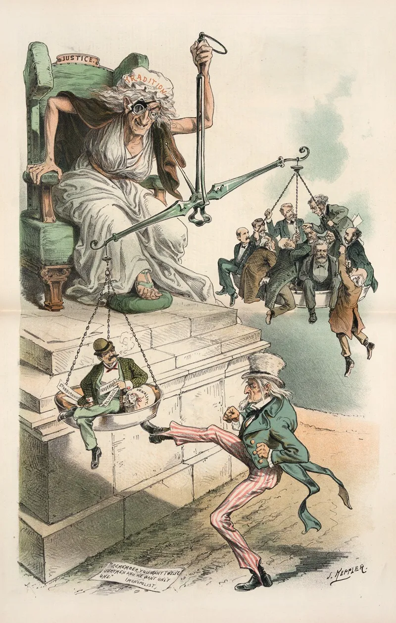 The One Man Power In Our Jury System Wall Art by Joseph Ferdinand Keppler - High-Resolution Digital Print