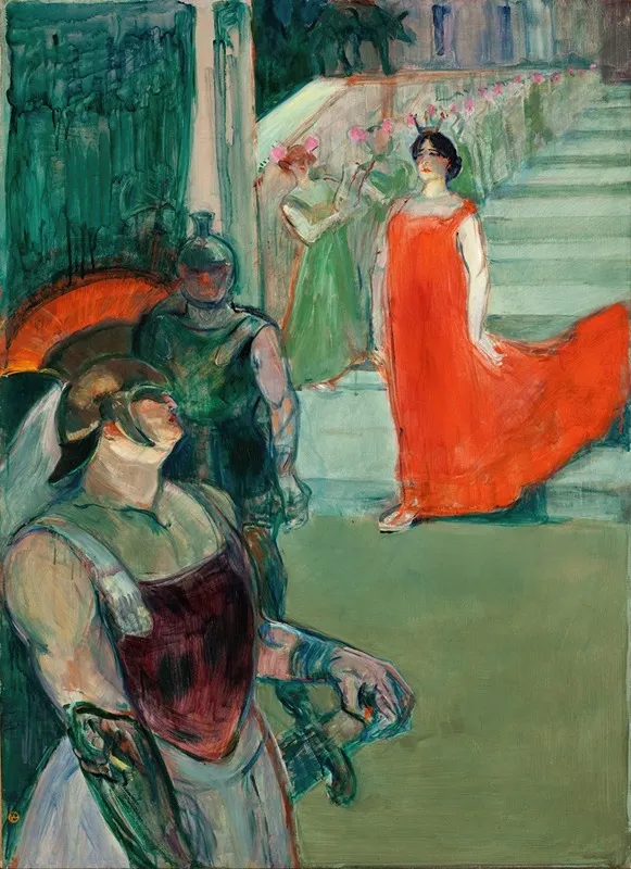 The Opera Messalina At Bordeaux Messaline Descend Lescalier Borde De Figurants Wall Art by Henri de Toulouse-Lautrec - High-Resolution Digital Print