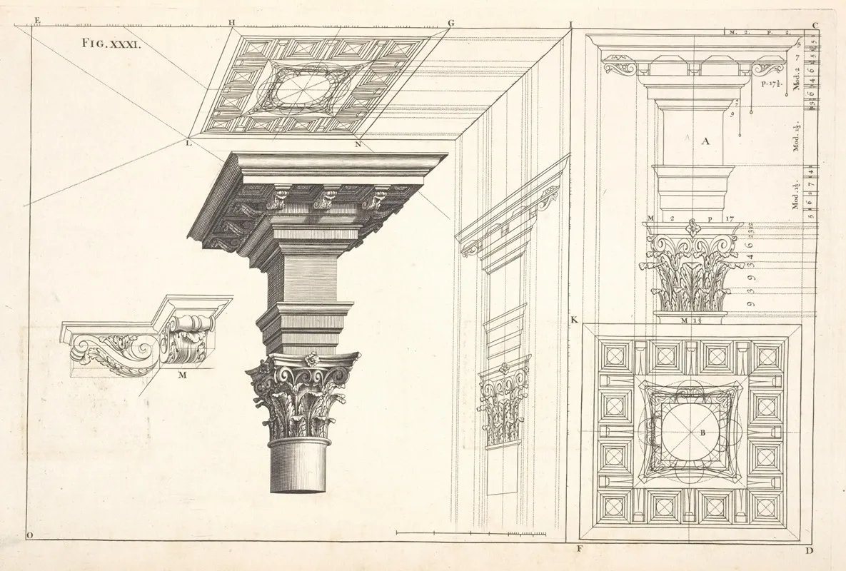 The Optick Projection Of A Corinthian Cornice With The Capital And Part Of The Column Wall Art by Andrea Pozzo - High-Resolution Digital Print