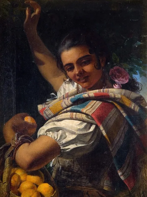 The Orange Girl Wall Art by John Phillip - High-Resolution Digital Print