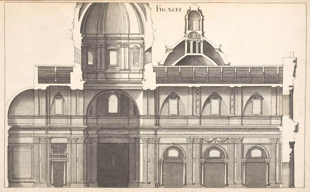 The Orthography Or Geometrical Elevation Of The Inside Of S Ignatiuss Church Wall Art by Andrea Pozzo - High-Resolution Digital Print