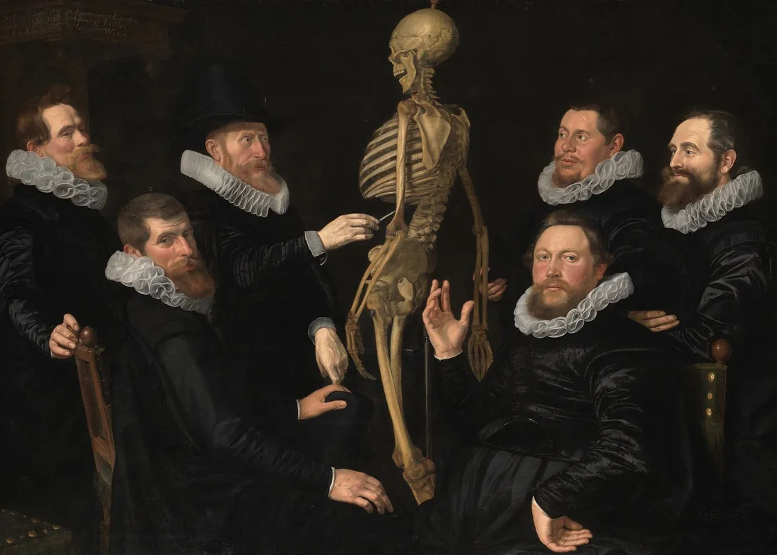 The Osteology Class Of Dr Sebastiaen Egbertsz Wall Art by Nicolaes Eliasz. Pickenoy - High-Resolution Digital Print