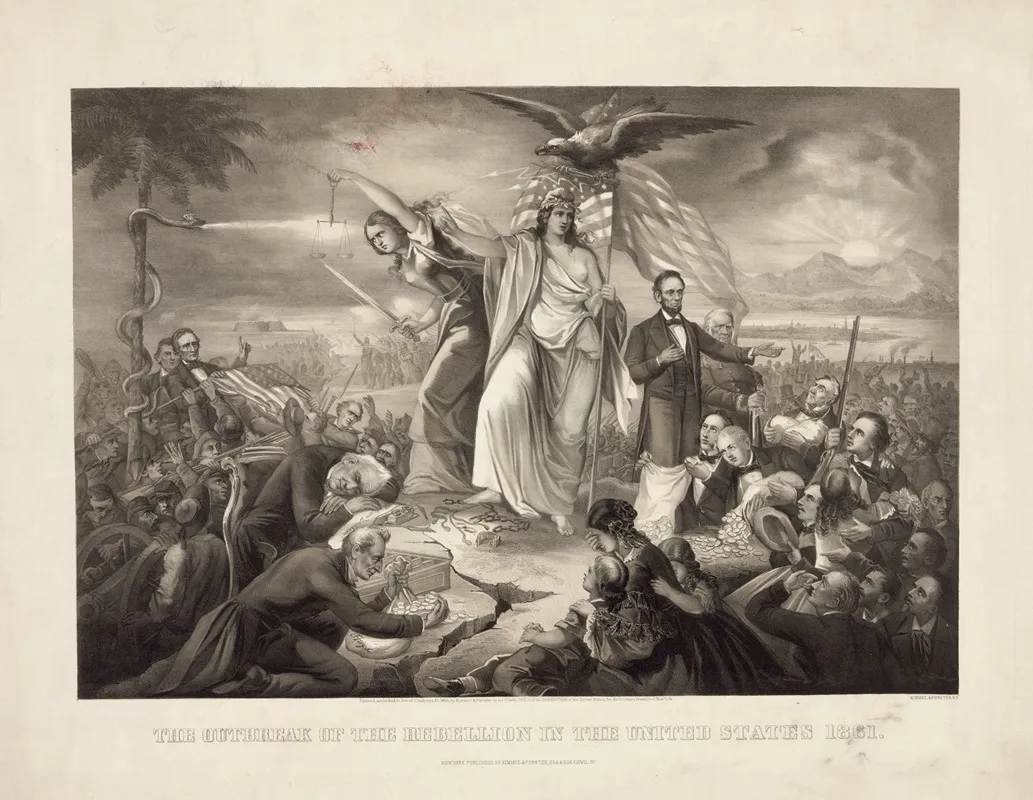 The Outbreak Of The Rebellion In The United States 1861 Wall Art by Kimmel & Forster - High-Resolution Digital Print