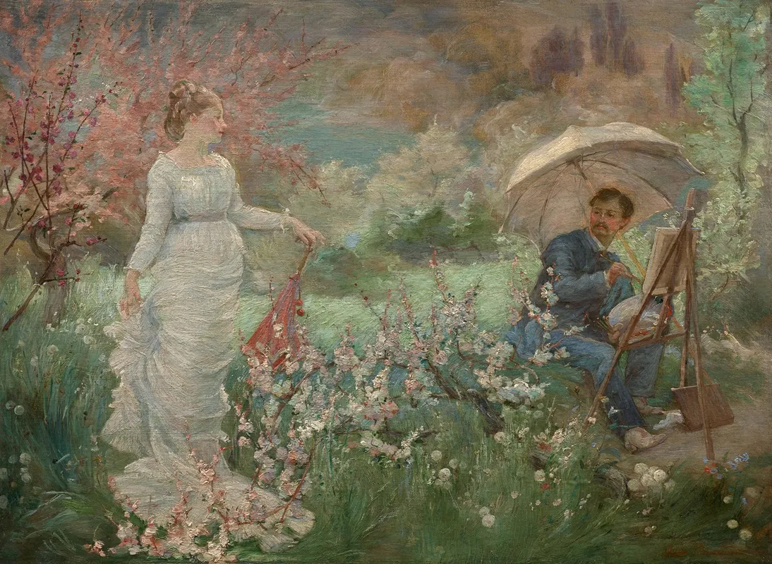 The Painter And His Model In A Garden