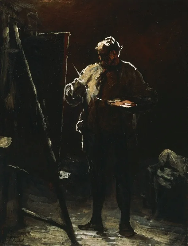 The Painter At His Easel Wall Art by Honoré Daumier - High-Resolution Digital Print