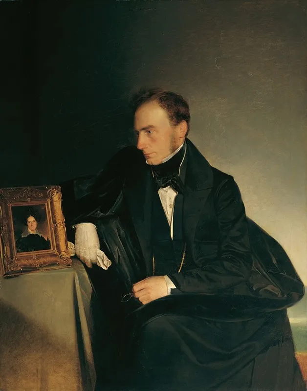 The Painter Franz Wipplinger Looking At The Miniature Portrait Of His Deceased Sister Wall Art by Franz Eybl - High-Resolution Digital Print