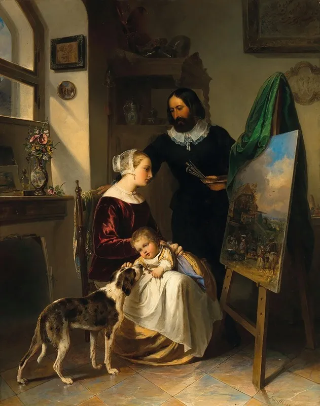 The Painters Family In His Studio Wall Art by Johann Matthias Ranftl - High-Resolution Digital Print