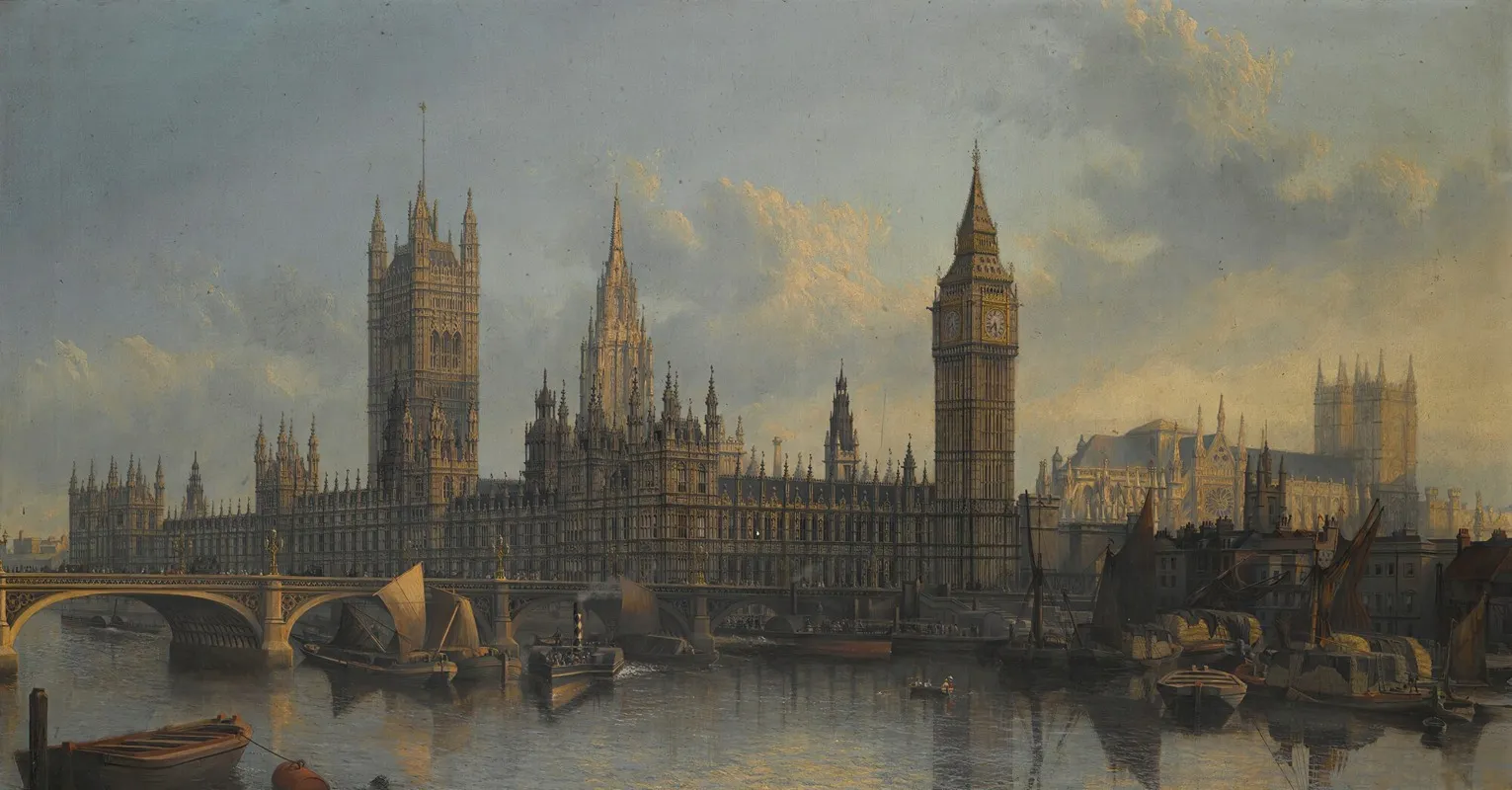 The Palace Of Westminster From The Thames Wall Art by John MacVicar Anderson - High-Resolution Digital Print
