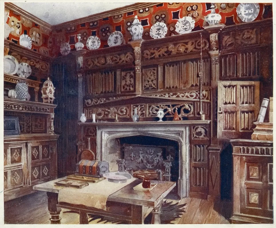 The Panelled Study At Groombridge Place Kent By Permission Of The Misses Saint Wall Art by Edwin Foley - High-Resolution Digital Print