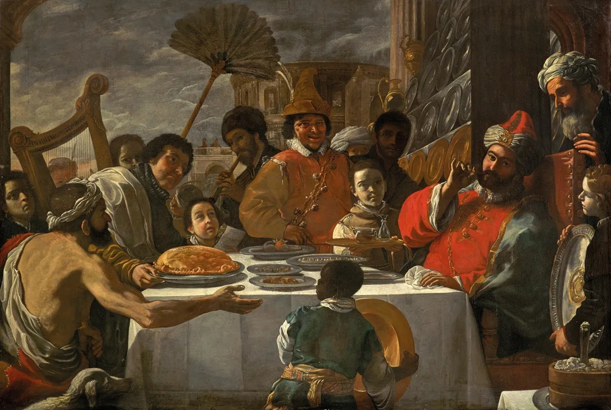 The Parable Of The Rich Man And Lazarus Wall Art by Maltese School - High-Resolution Digital Print