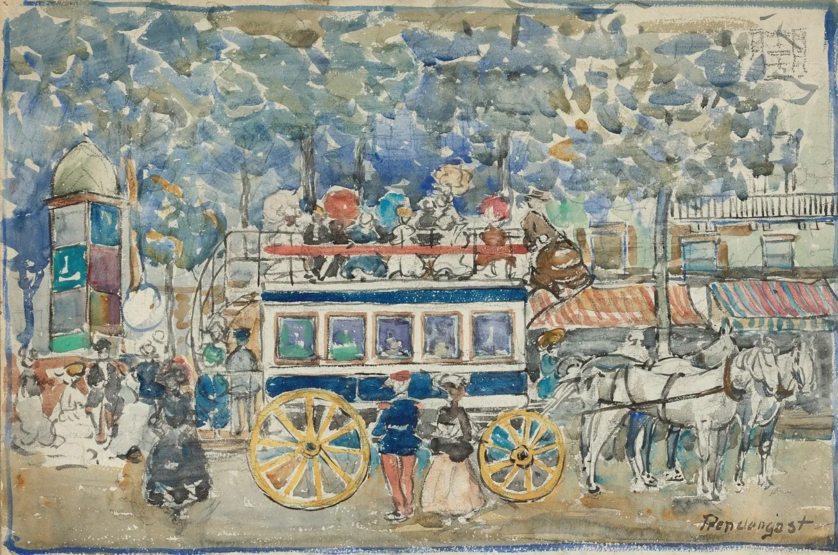 The Paris Omnibus Wall Art by Maurice Prendergast - High-Resolution Digital Print
