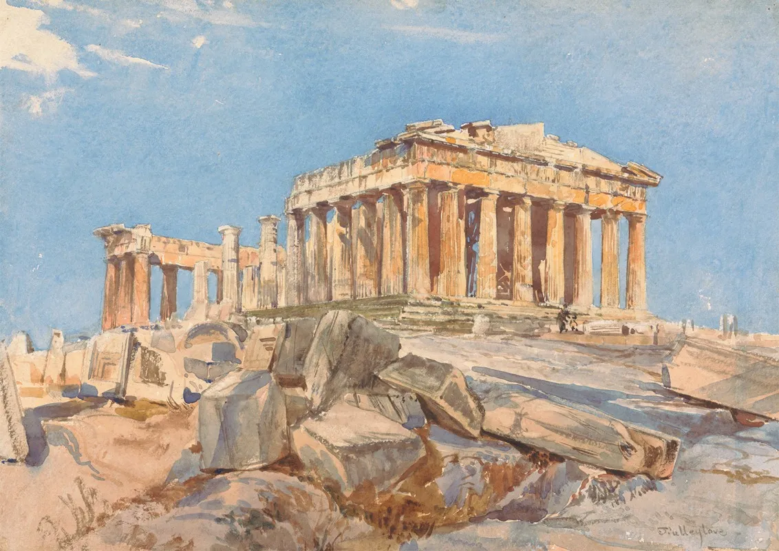 The Parthenon From The North End Of The Eastern Portico Of The Propylae Evening Light