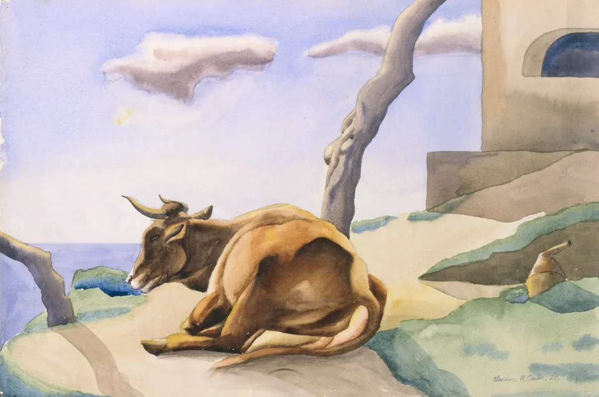The Patient Cow Wall Art by Clarence Holbrook Carter - High-Resolution Digital Print