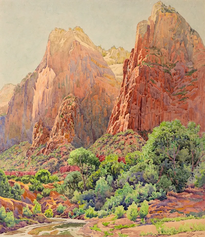 The Patriarchs Zion National Park Wall Art by Gunnar Mauritz Widforss - High-Resolution Digital Print