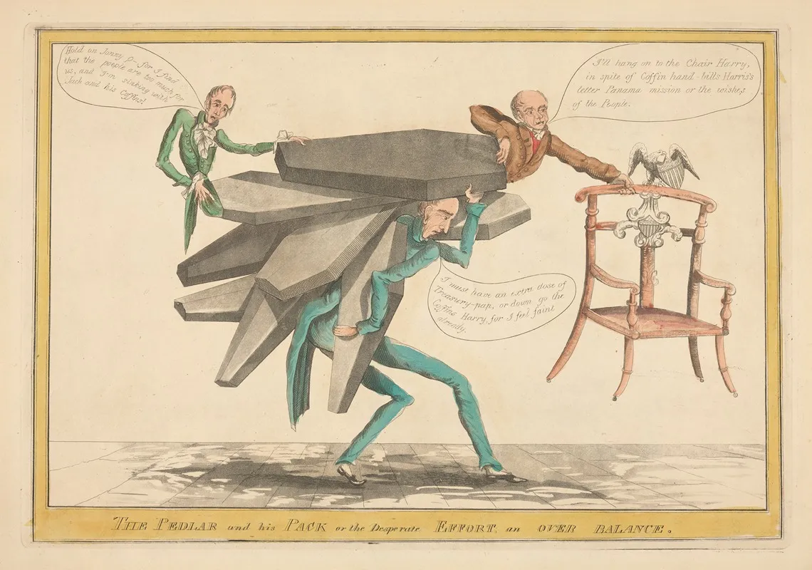The Pedlar And His Pack Or The Desperate Effort An Over Balance Wall Art by James Akin - High-Resolution Digital Print
