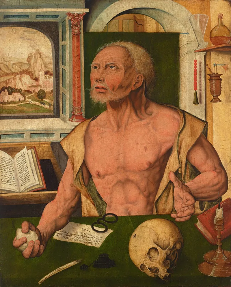 The Penitent Saint Jerome In His Study Wall Art by Follower of Joos van Cleve - High-Resolution Digital Print