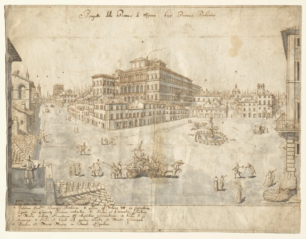 The Piazza Barberini Wall Art by Lievin Cruyl - High-Resolution Digital Print
