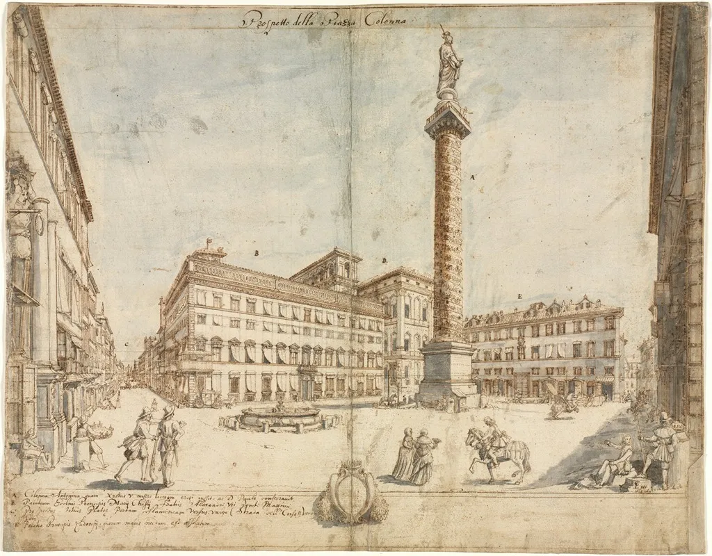 The Piazza Colonna Wall Art by Lievin Cruyl - High-Resolution Digital Print